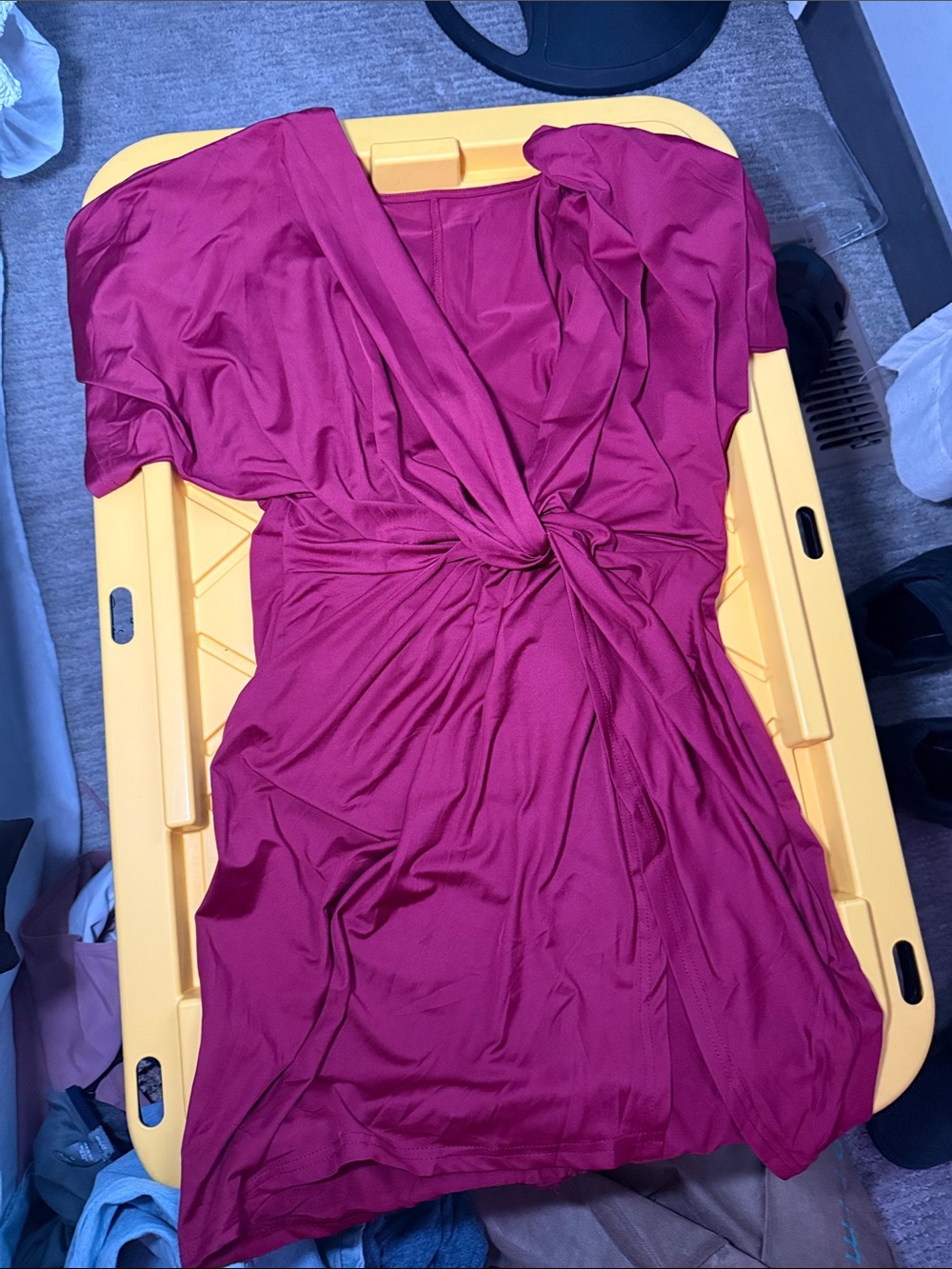 New  Large Burgundy Twist Front Wrap Dress